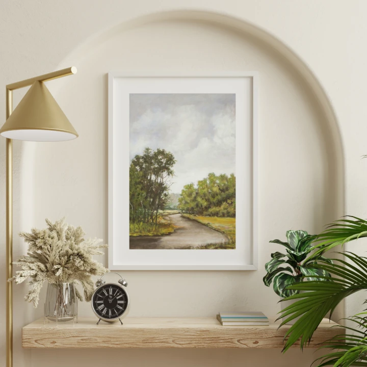 Beige Modern Aesthetic Living Room Wall Art Poster White Frame Mockup Instagram Post.png