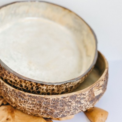 Miska ceramiczna z rantem Kość słoniowa