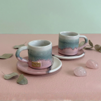 Filiżanka ze spodkiem espresso "Różowy Kwarc" 