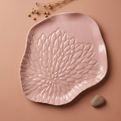 Duża patera ceramiczna różowa 34 cm "Morganit"