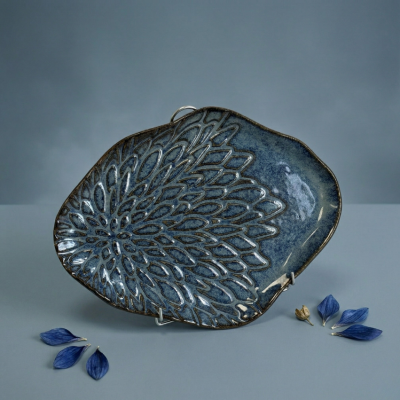  Duża patera ceramiczna granatowa 34 cm "Sodalit"