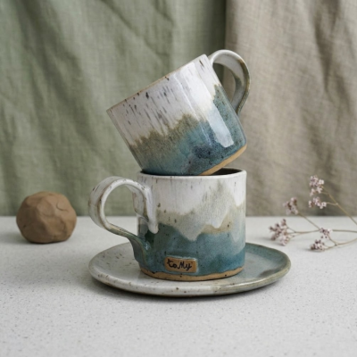 Kubek ceramiczny ze spodkiem "Muszyna" 230 ml