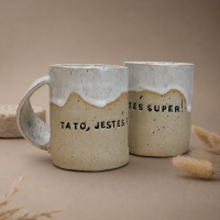 Kubek ceramiczny " Tato, jesteś super" beżowy